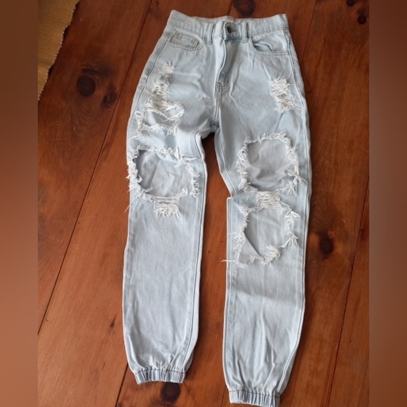Vibrant m.i.u.Size S  Waist 36.Womens Blue High-Waisted Distressed Stretch - Picture 1 of 9